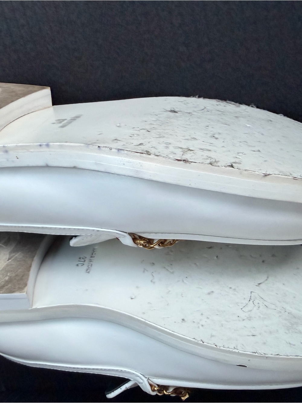 CHANEL White Quilted Leather Loafers with Gold CC Chain&Pearl Trim
Like new. - Picture 6 of 15